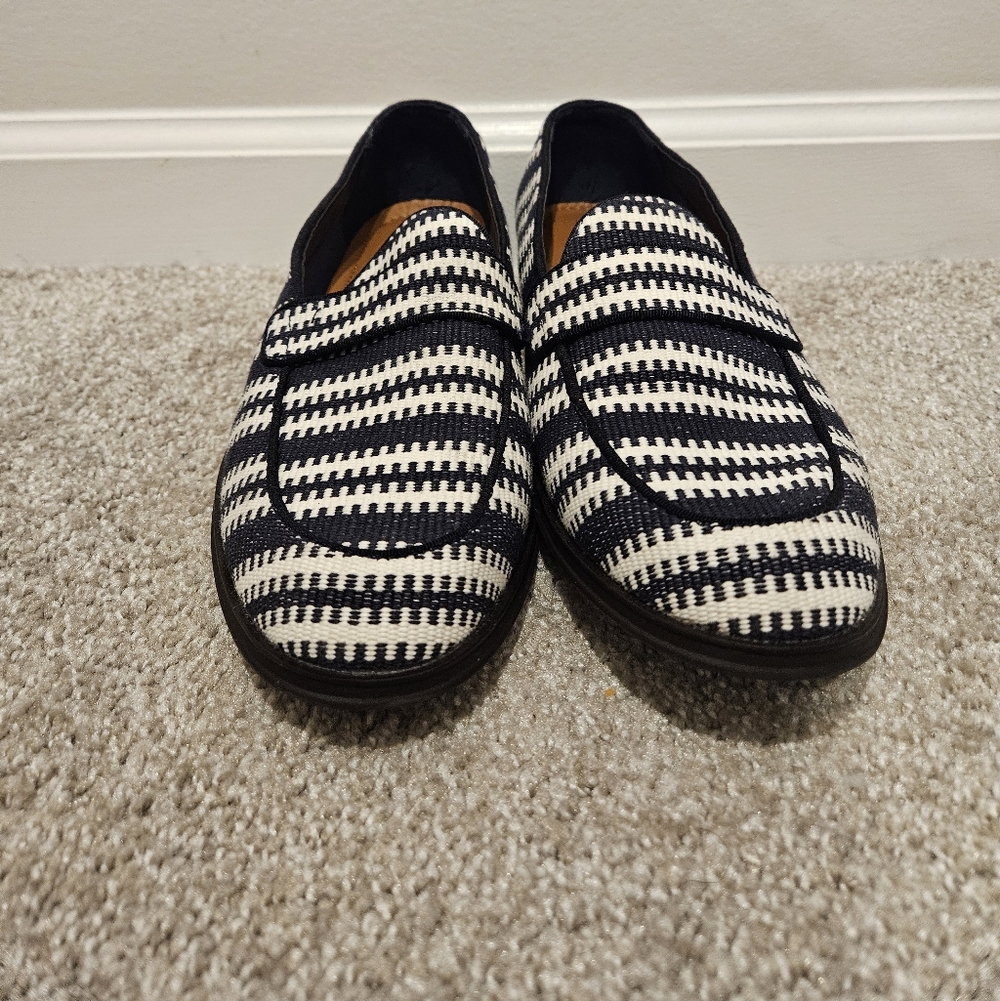 Aldo Men's Striped Loafers, Size 8, Navy And White